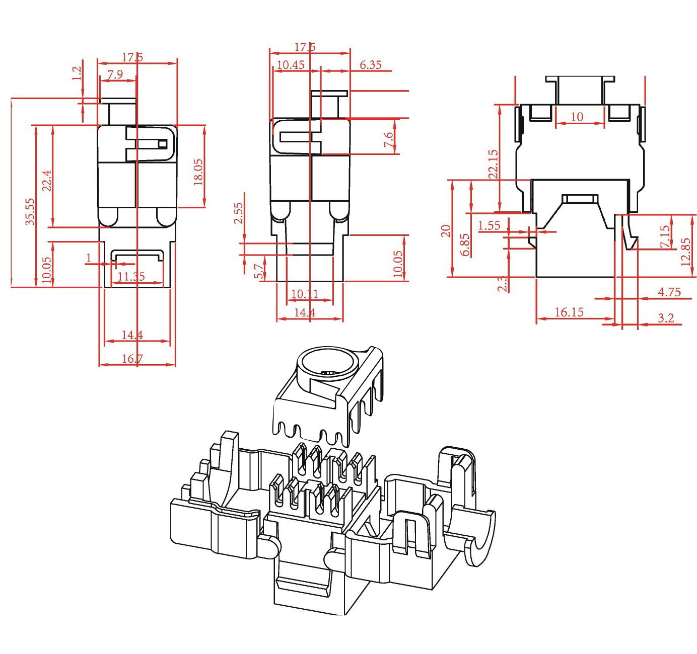 Frutto Keystone RJ45 Cat.6A STP Tooless TECHLY PROFESSIONAL - immagine 2