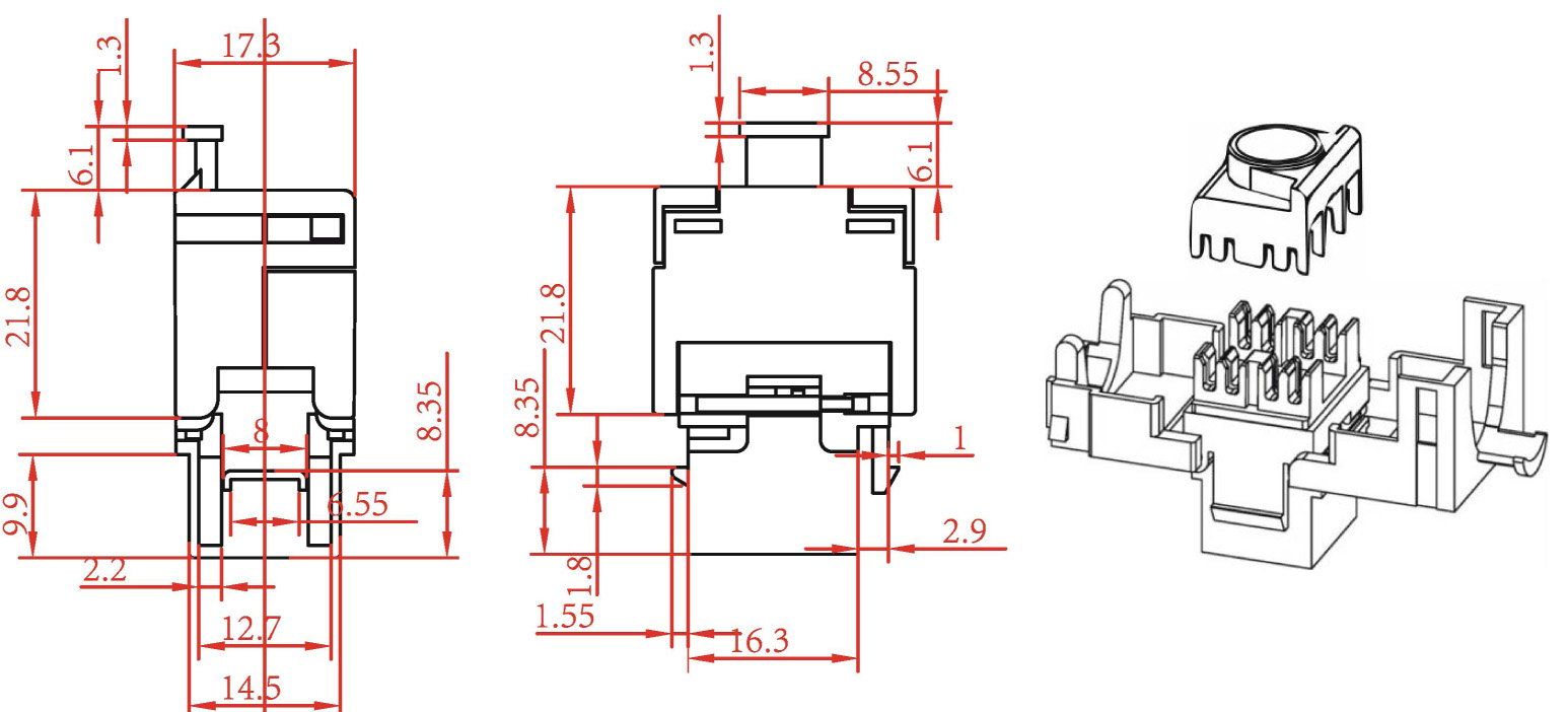 Frutto Keystone RJ45 UTP Cat.6A TECHLY PROFESSIONAL - immagine 2