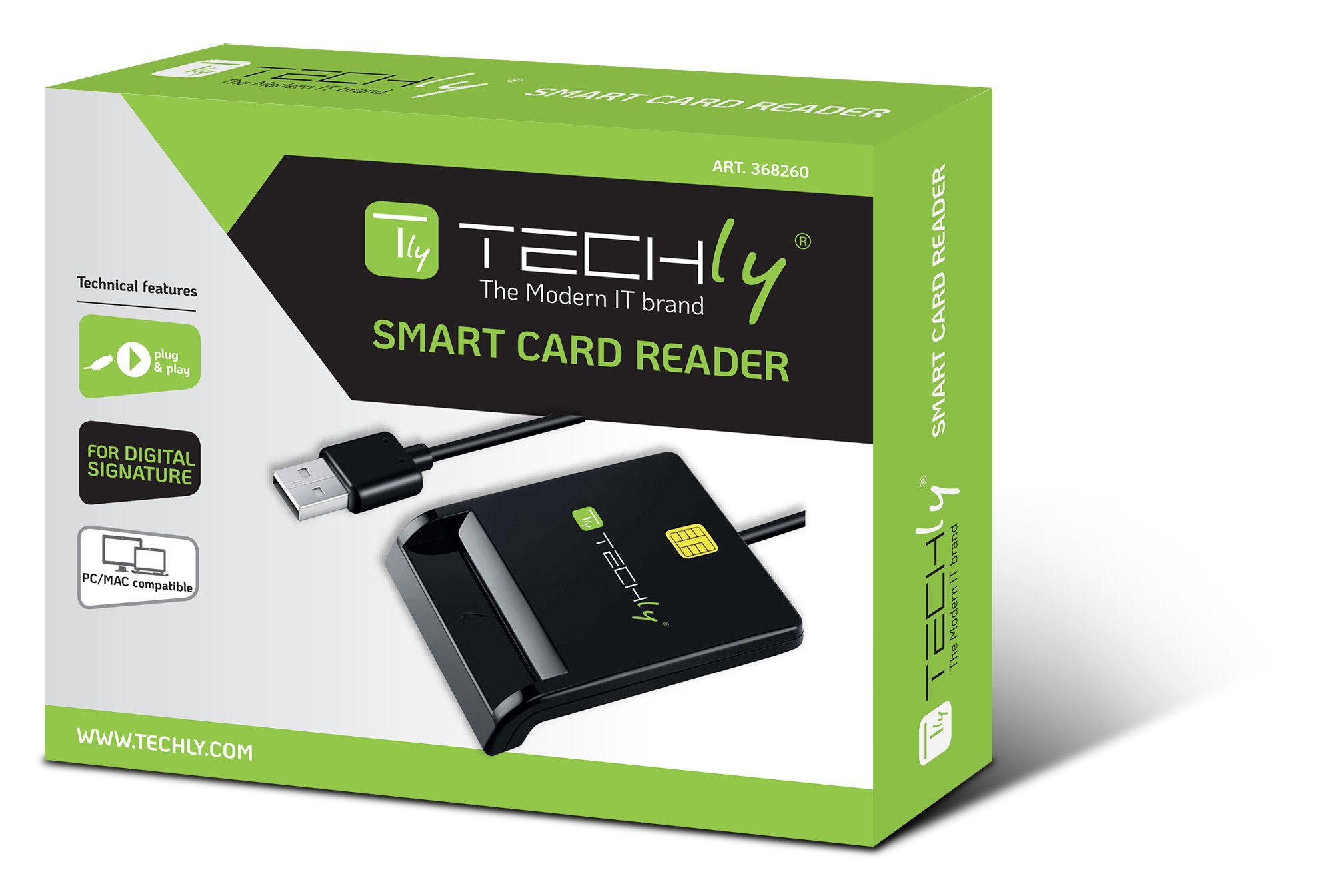 Lettore di Smart Card USB Esterno Nero TECHLY - immagine 2