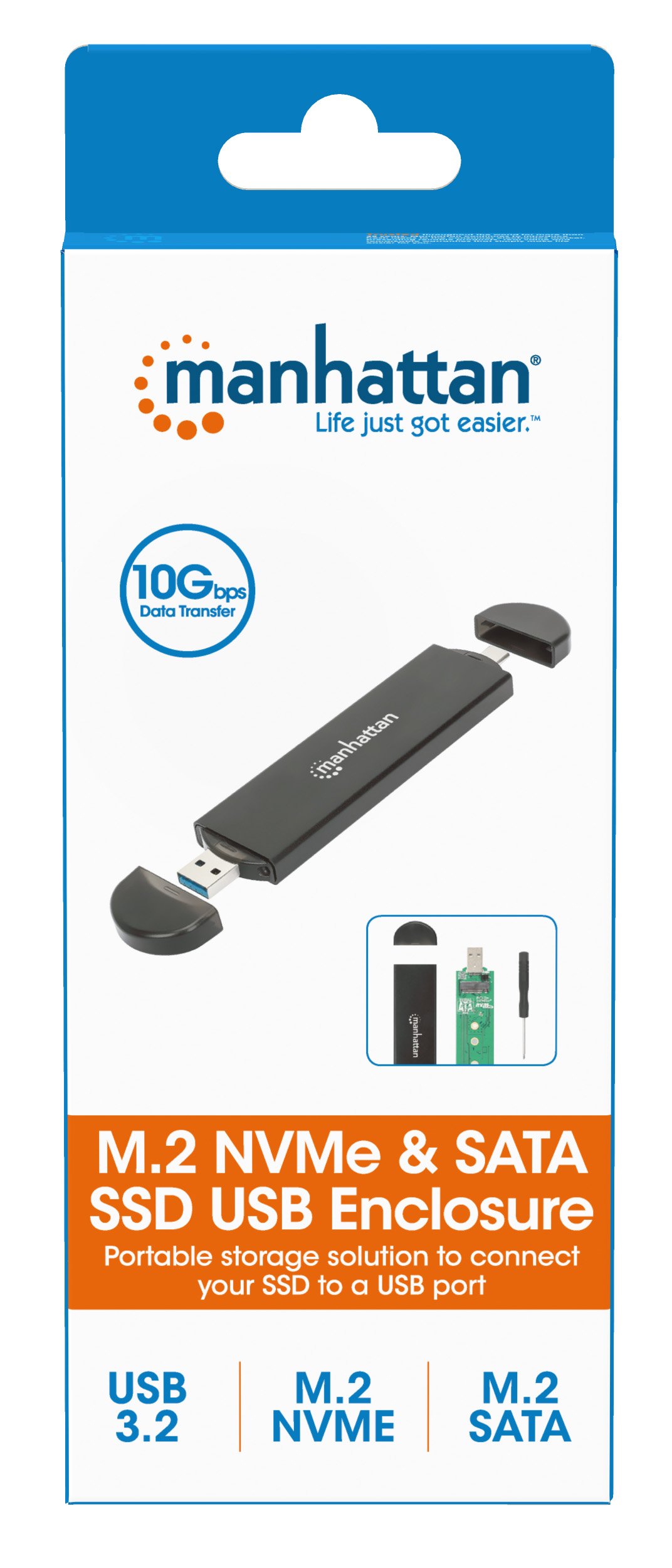 Box Esterno USB SSD M.2 NVMe e SATA Connessioni USB-C™ e USB A MANHATTAN - immagine 2
