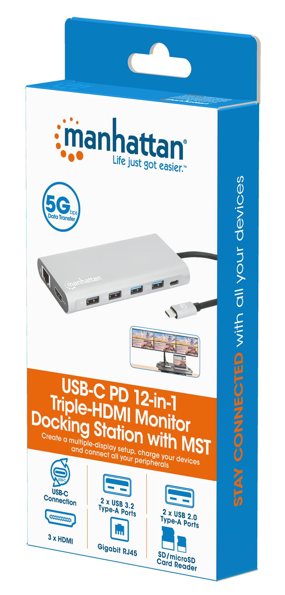 Docking Station USB-C™ PD 12-in-1 5 Porte USB SD e MicroSD HDMI con MST 4K MANHATTAN - immagine 2