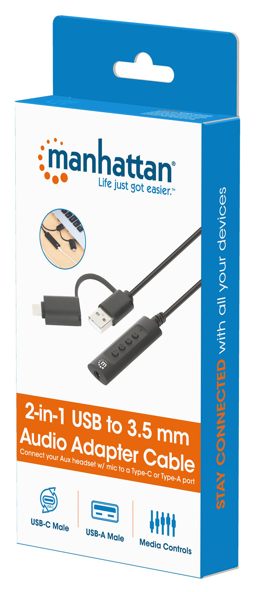 Cavo Adattatore 2-in-1 da USB-C™ e USB-A a Audio Stereo Aux da 3,5 mm MANHATTAN - immagine 2