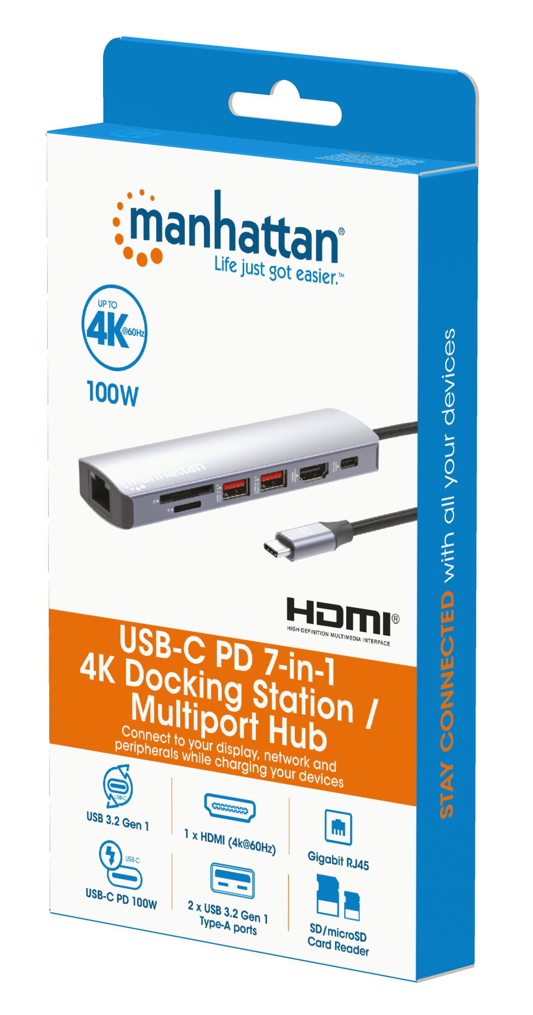 Docking Station USB-C™ PD 7-in-1 4K Hub Multiporta MANHATTAN - immagine 2