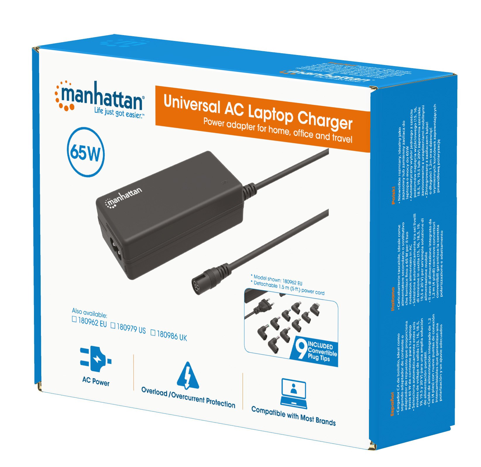 Caricatore Universale AC per Laptop 65W MANHATTAN - immagine 2