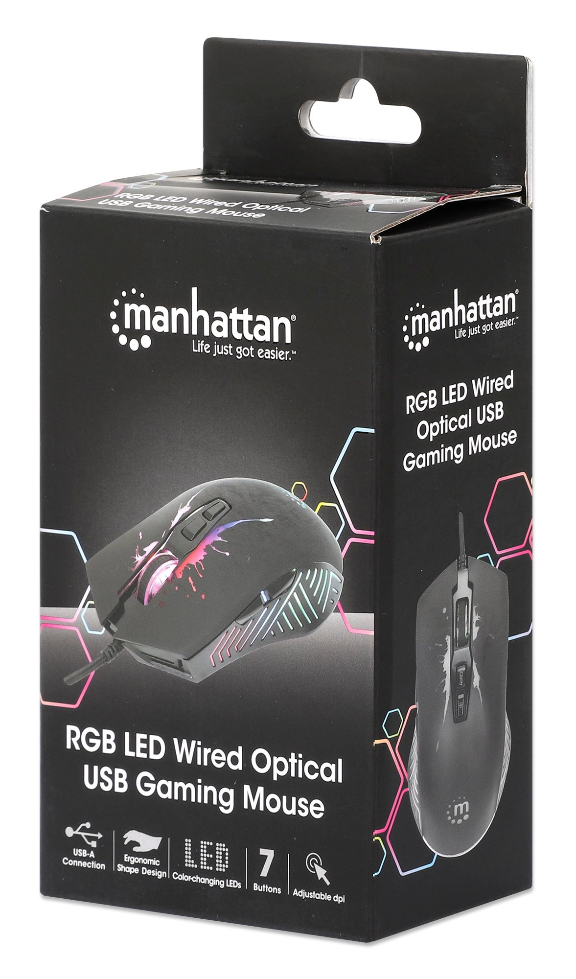 Mouse ottico Gaming LED RGB con cavo USB MANHATTAN - immagine 2