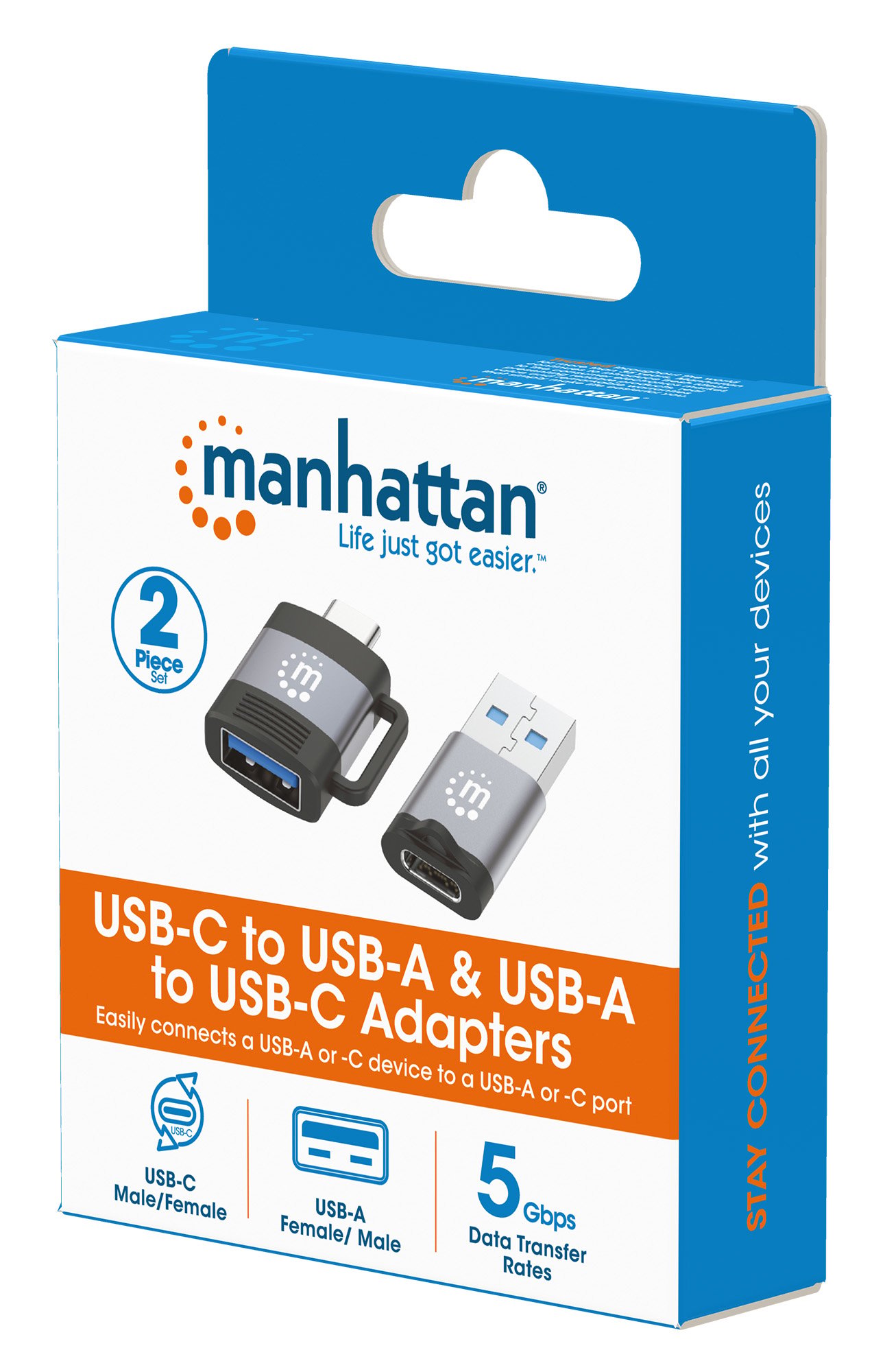 Set 2 Adattatori USB-C™ a USB-A & USB-A a USB-C™ MANHATTAN - immagine 2