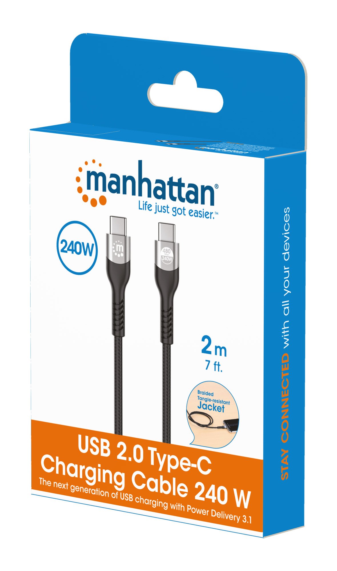 Cavo USB 2.0 EPR USB-C™ M/M 240W PD 3.1 e-Mark 2m MANHATTAN - immagine 2