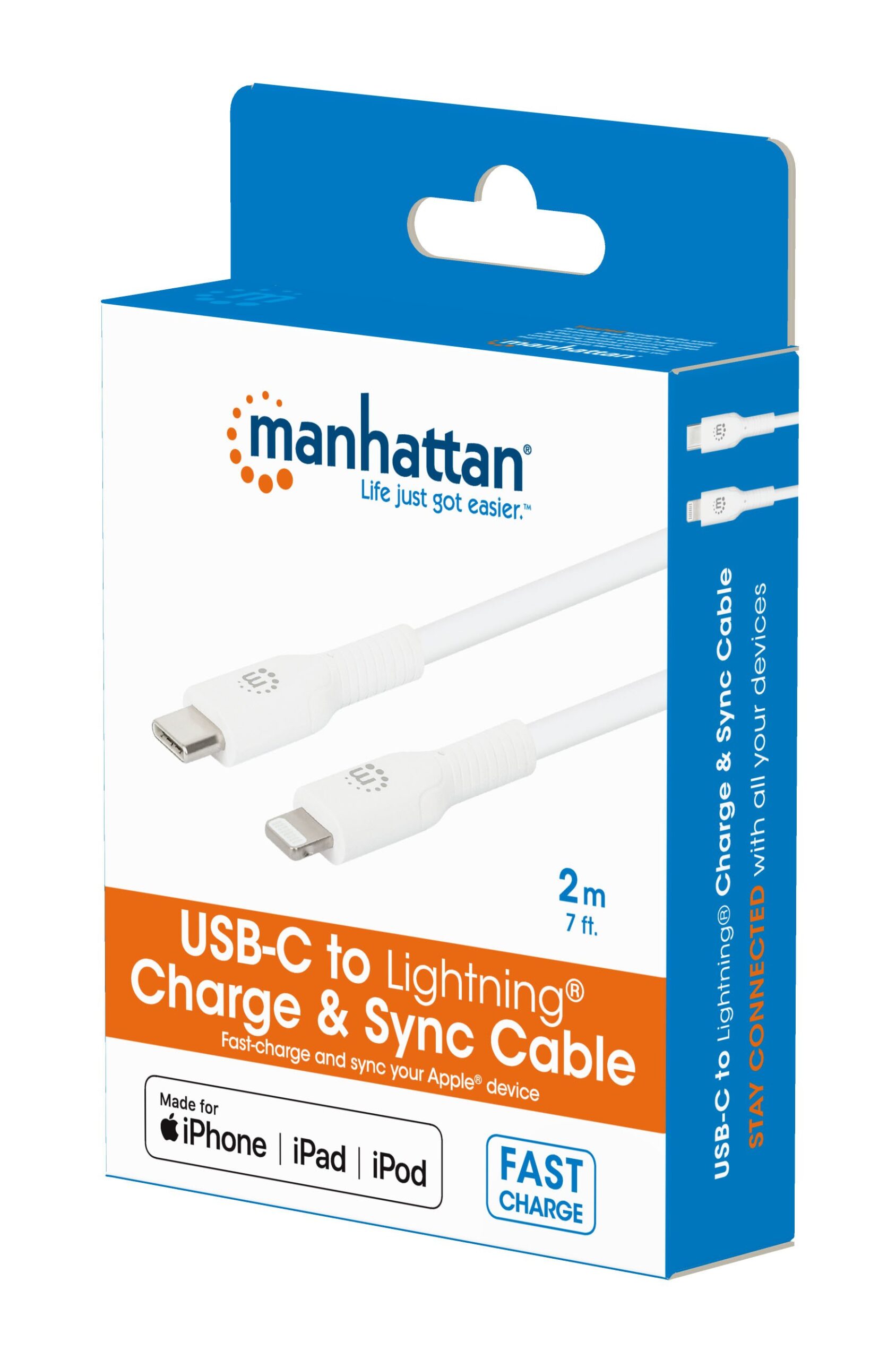 Cavo di Ricarica e Sincronizzazione USB-C™ a Lightning® 2m Bianco MANHATTAN - immagine 2