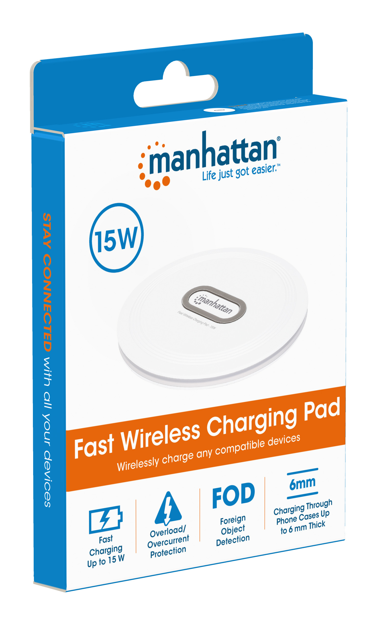 Caricabatterie Wireless a Ricarica Rapida 15W USB-C™ MANHATTAN - immagine 2