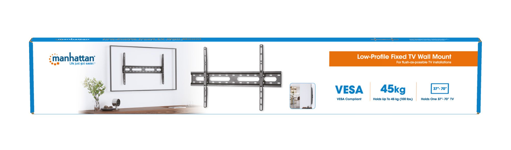 Staffa a Muro Fissa Low-Profile per TV 37-70'' MANHATTAN - immagine 2