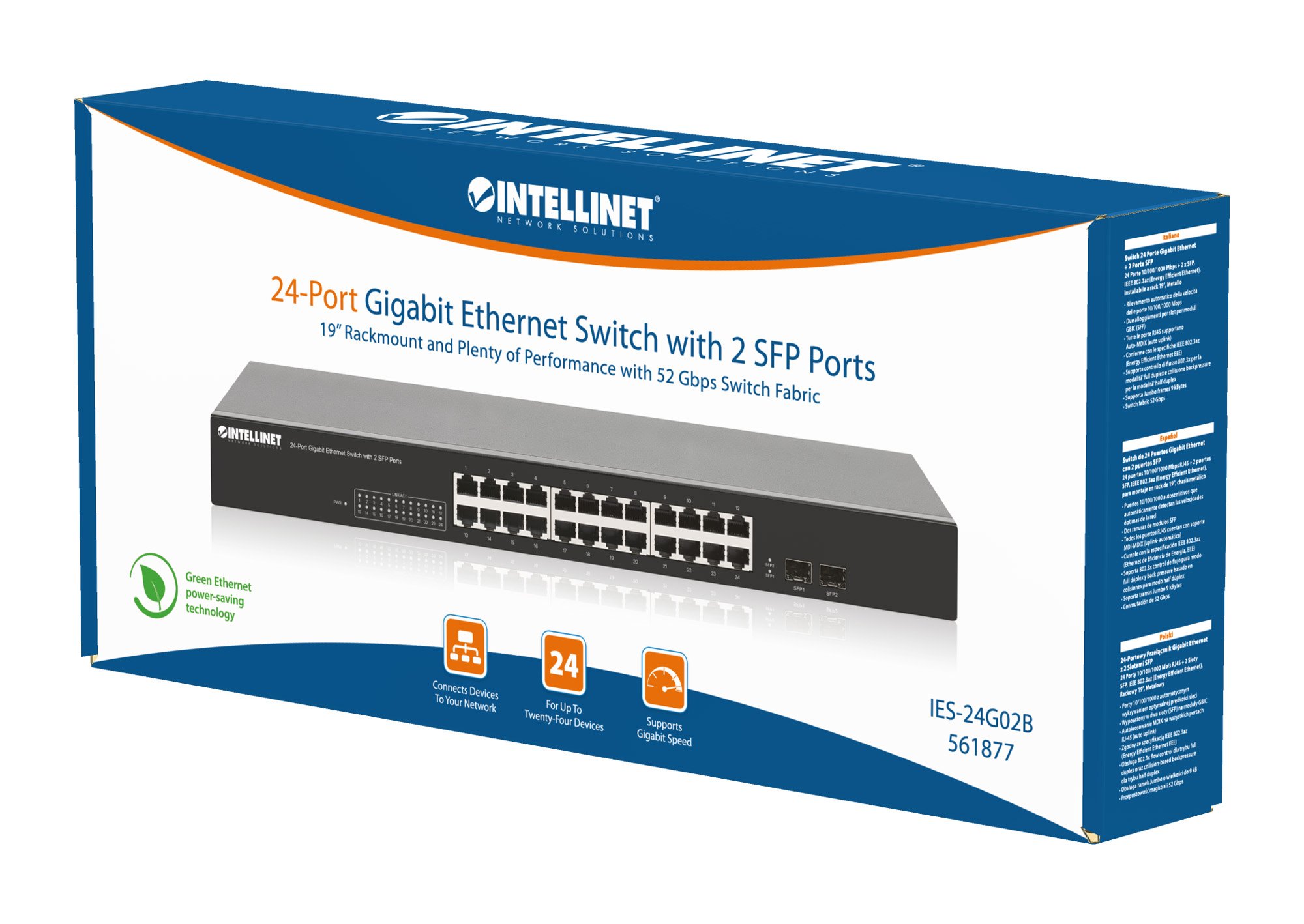 Gigabit Ethernet Switch 24 porte con 2 porte SFP INTELLINET - immagine 2