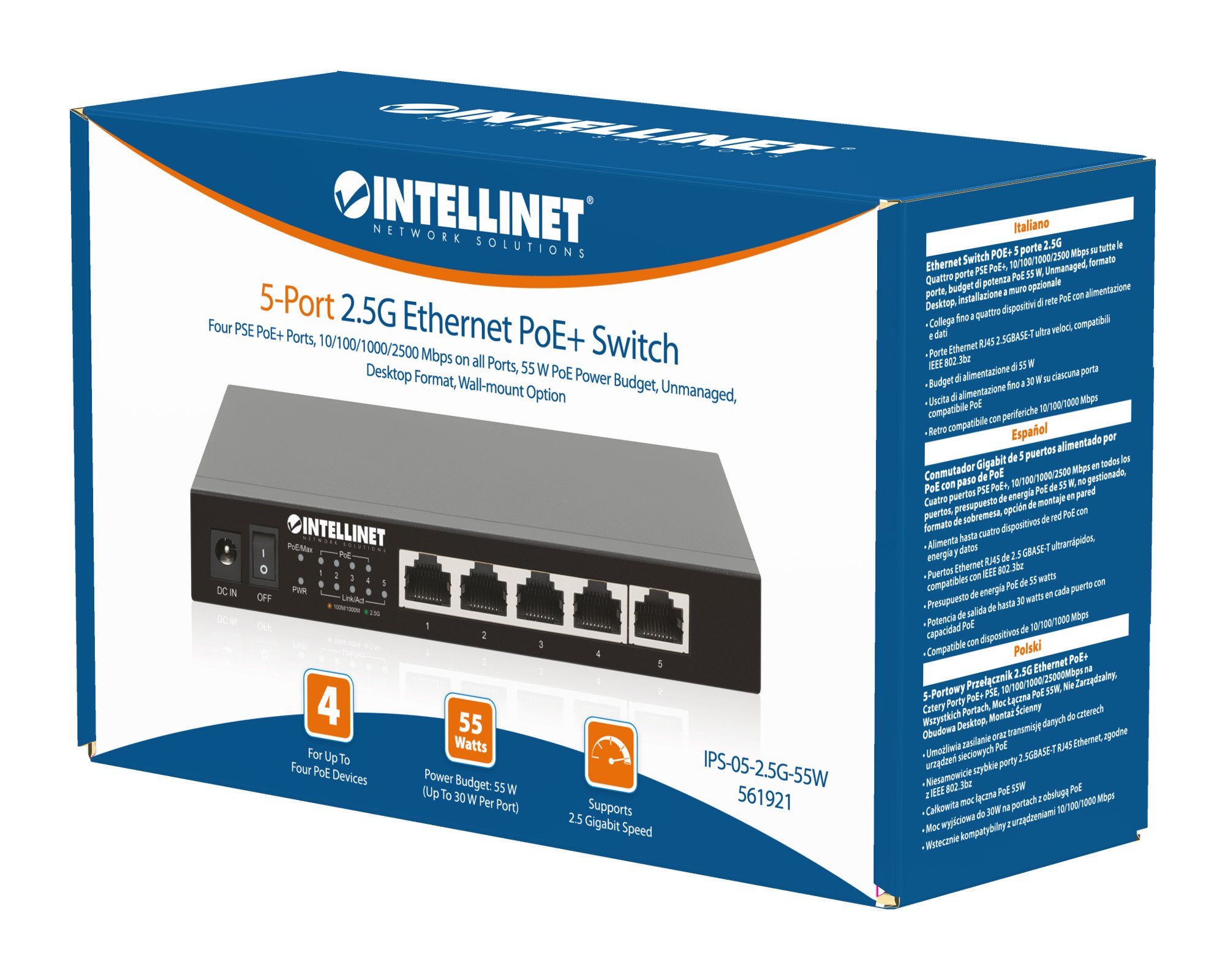 Ethernet Switch POE+ 5 Porte 2.5G INTELLINET - immagine 2