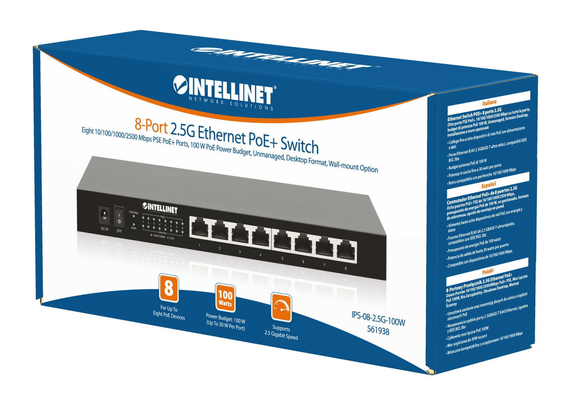Ethernet Switch POE+ 8 Porte 2.5G INTELLINET - immagine 2