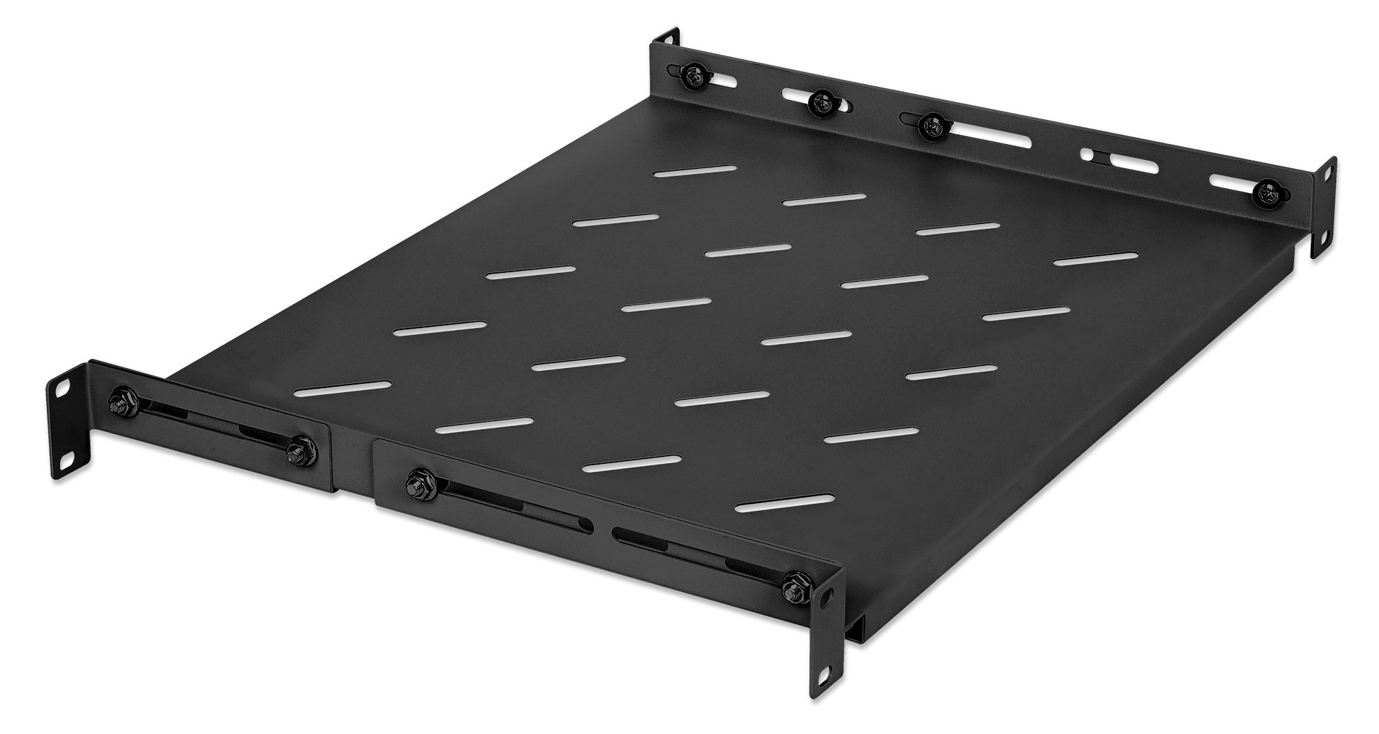 Mensola 19'' fissa con Profondità Regolabile da 350 a 550 mm 1U Nero INTELLINET - immagine 2