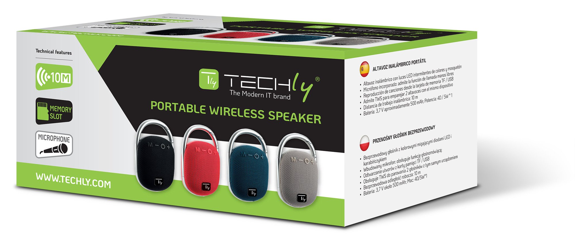 Mini Altoparlante Wireless BT V5.3 Speaker Luce LED Vivavoce TF USB Blu TECHLY - immagine 2