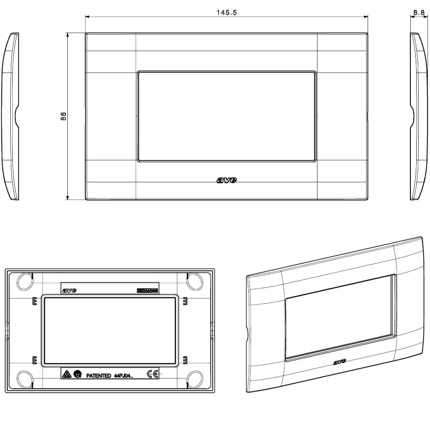 Placca Serie YOUNG 44 per Scatola Rettangolare 4 Moduli Bianco AVE - immagine 2