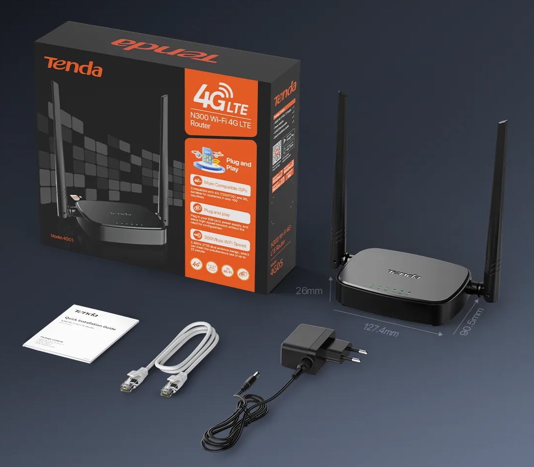 Router Wireless Wi-Fi Fast Ethernet 2.4GHz N300 4G LTE, 4G05 TENDA - immagine 2