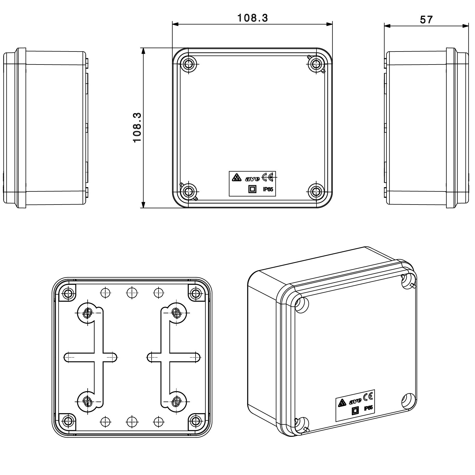 Scatola Quadrata IP65 di Derivazione per Pareti Lisce 100x100 AVE - immagine 2