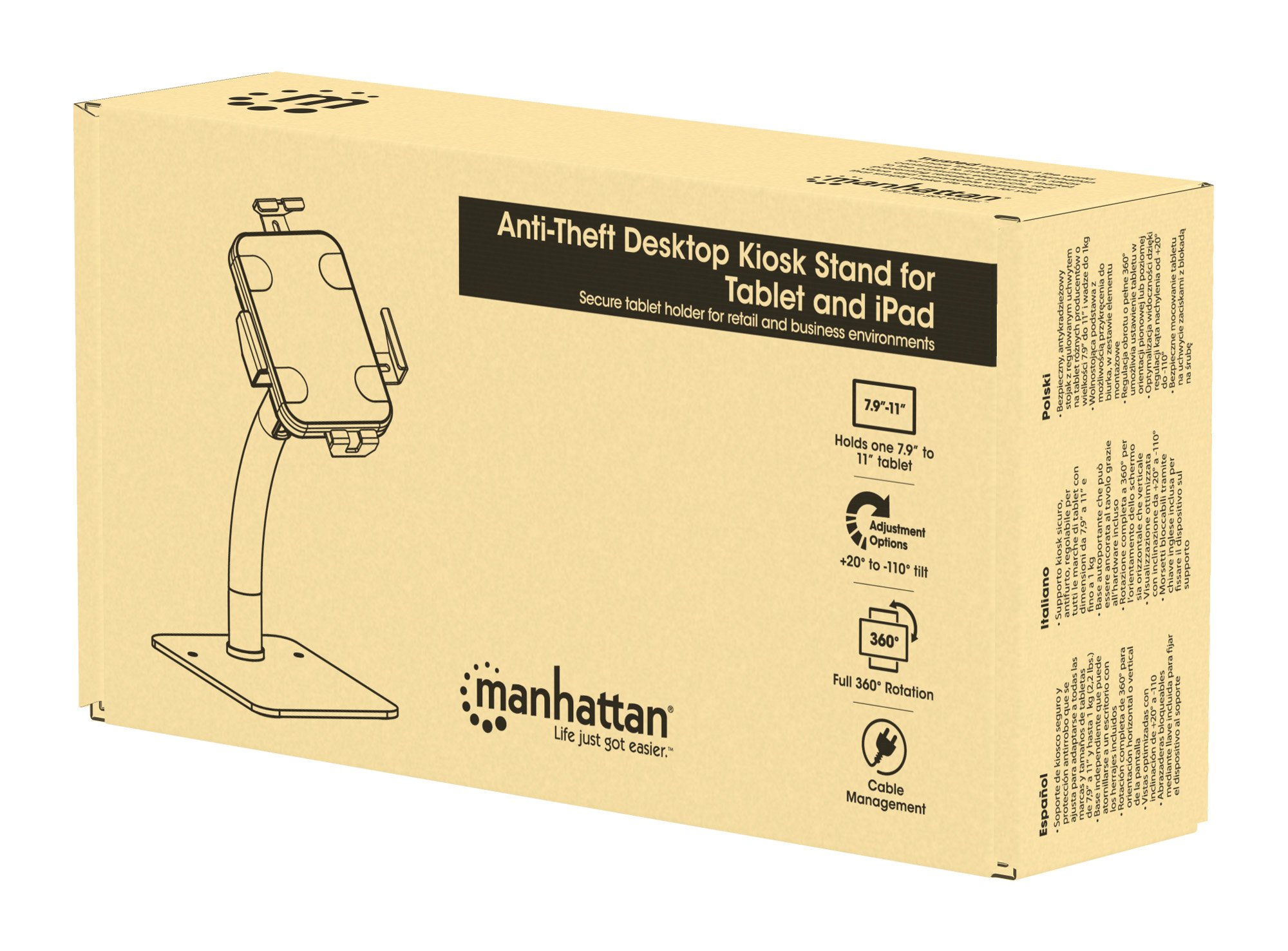 Supporto da Banco Antifurto per Tablet 7,9-11'' con Rotazione 360° MANHATTAN - immagine 2