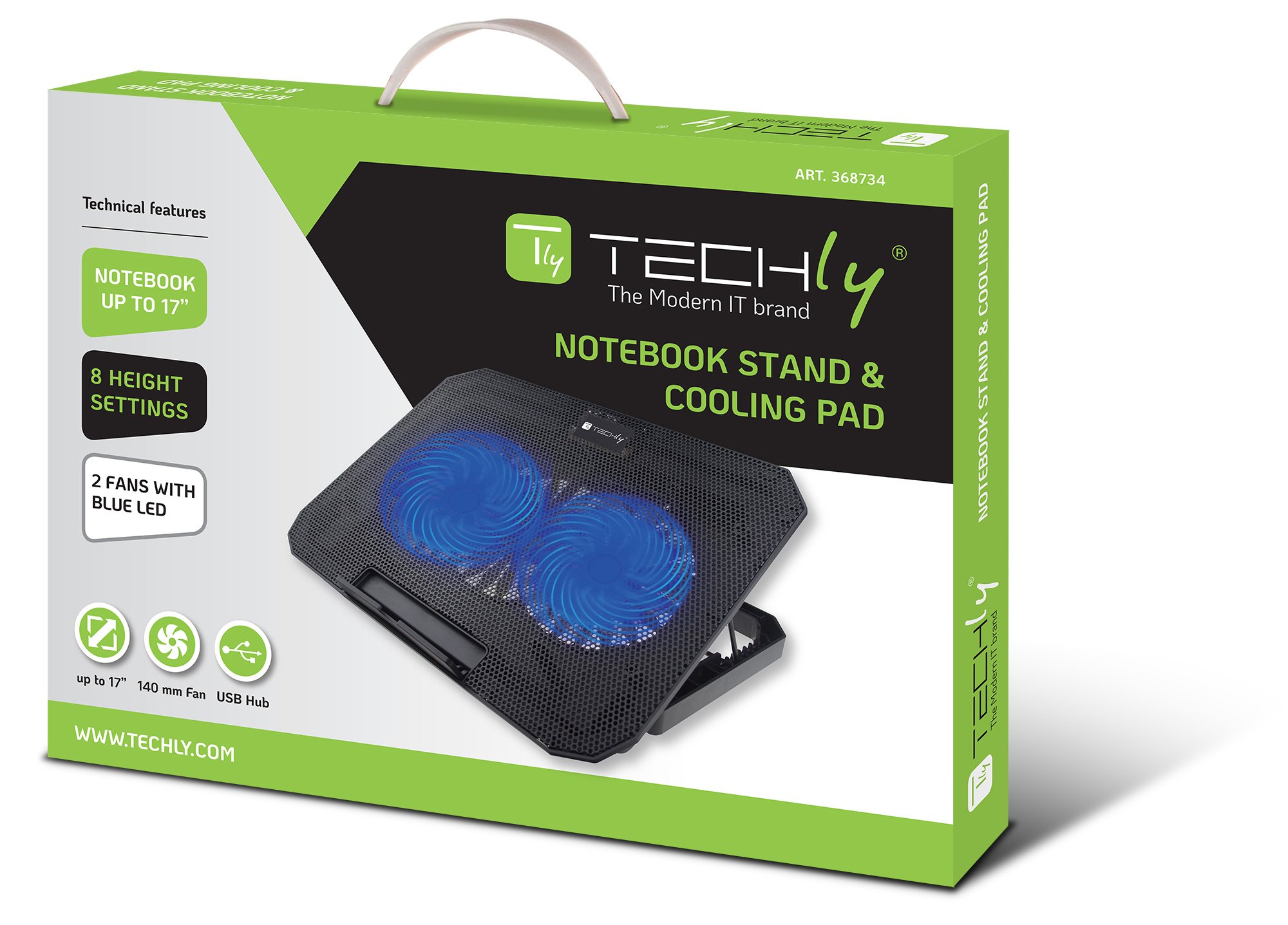 Supporto per Notebook fino a 17'' con Sistema di Raffreddamento TECHLY - immagine 2