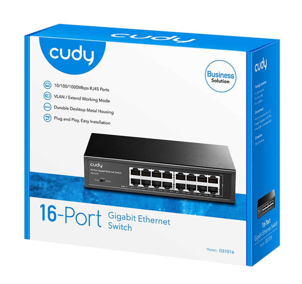 Switch Gigabit Ethernet a 16 Porte, GS1016 CUDY - immagine 2