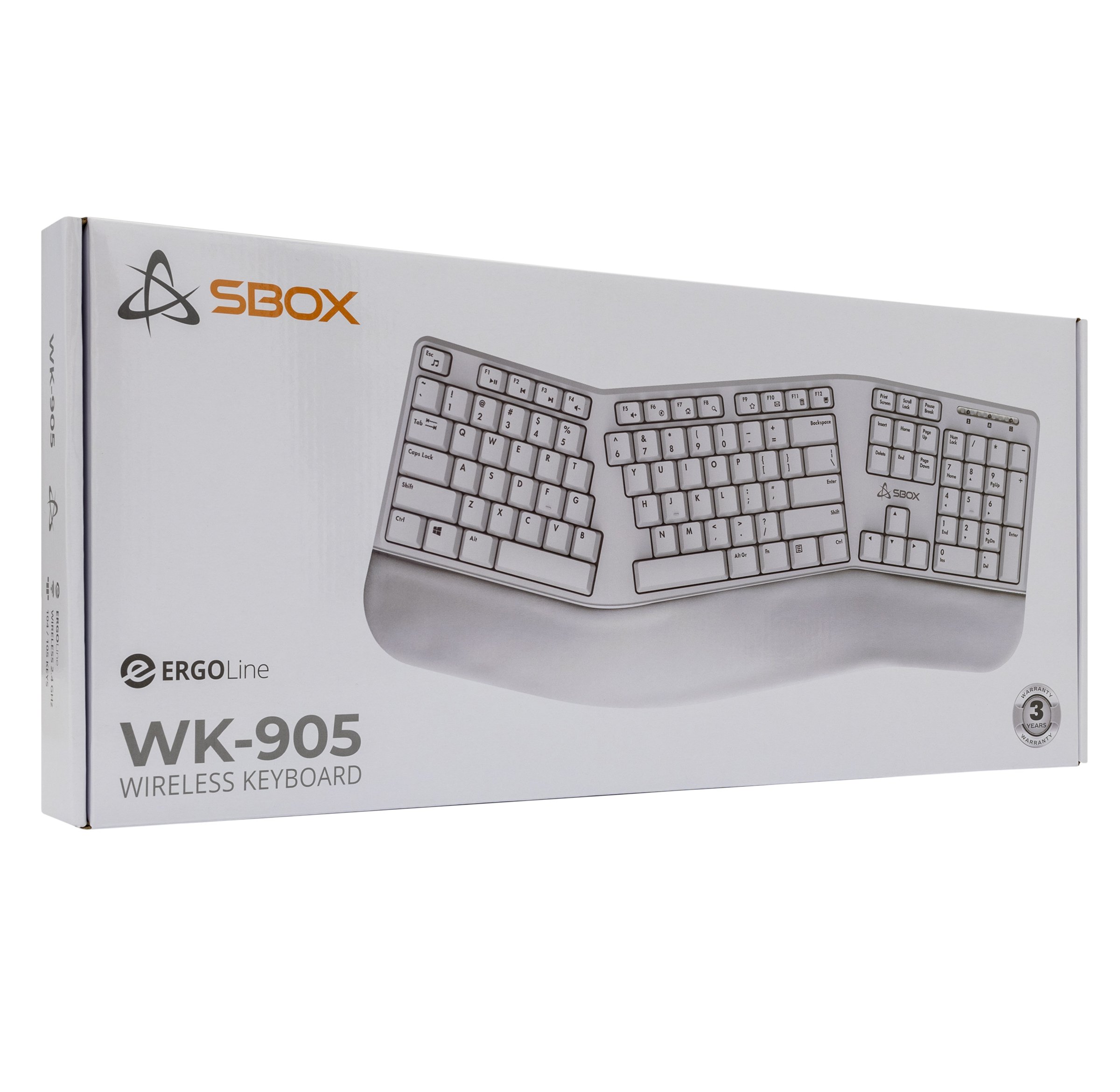 Tastiera Ergonomica Wireless 2,4 GHZ, WK-905 SBOX - immagine 2