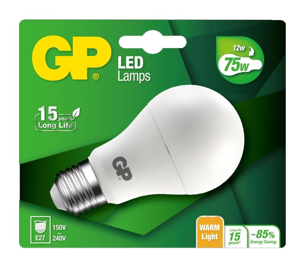 Lampada LED Globo E27 Bianco Caldo 12W, Classe F GP BATTERIES - immagine 2