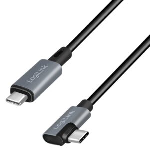 Cavo HighSpeed E-mark PD USB-C&trade; Maschio Angolato/USB-C&trade; Maschio Dritto 2m Nero LOGILINK