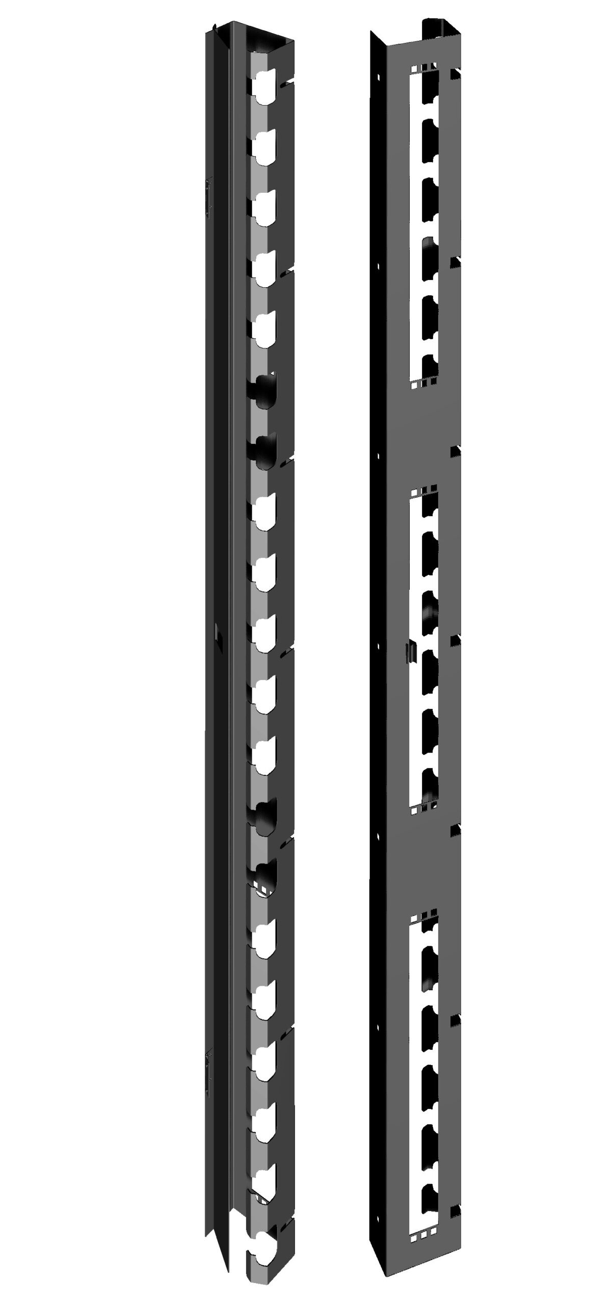 Coppia Canala Gestione Cavi Verticale 42U con Sportello Chiusura a Scatto Nero INTELLINET