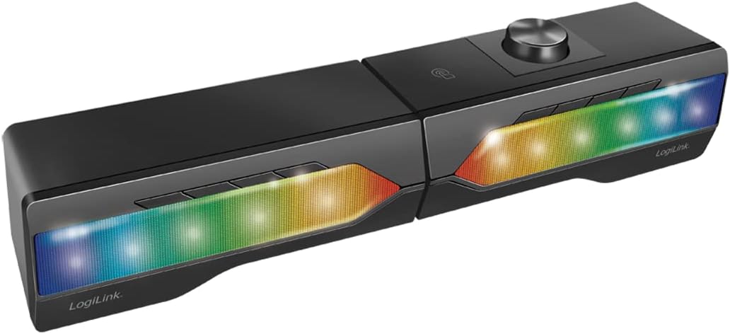 2 in 1 Gaming Sound System Soundbar e Speakers Bluetooth v5.0 Illuminazione RGB LOGILINK