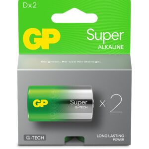 Confezione 2 Batterie GP Super Alcalina Torcia D 13A/LR20 GP BATTERIES