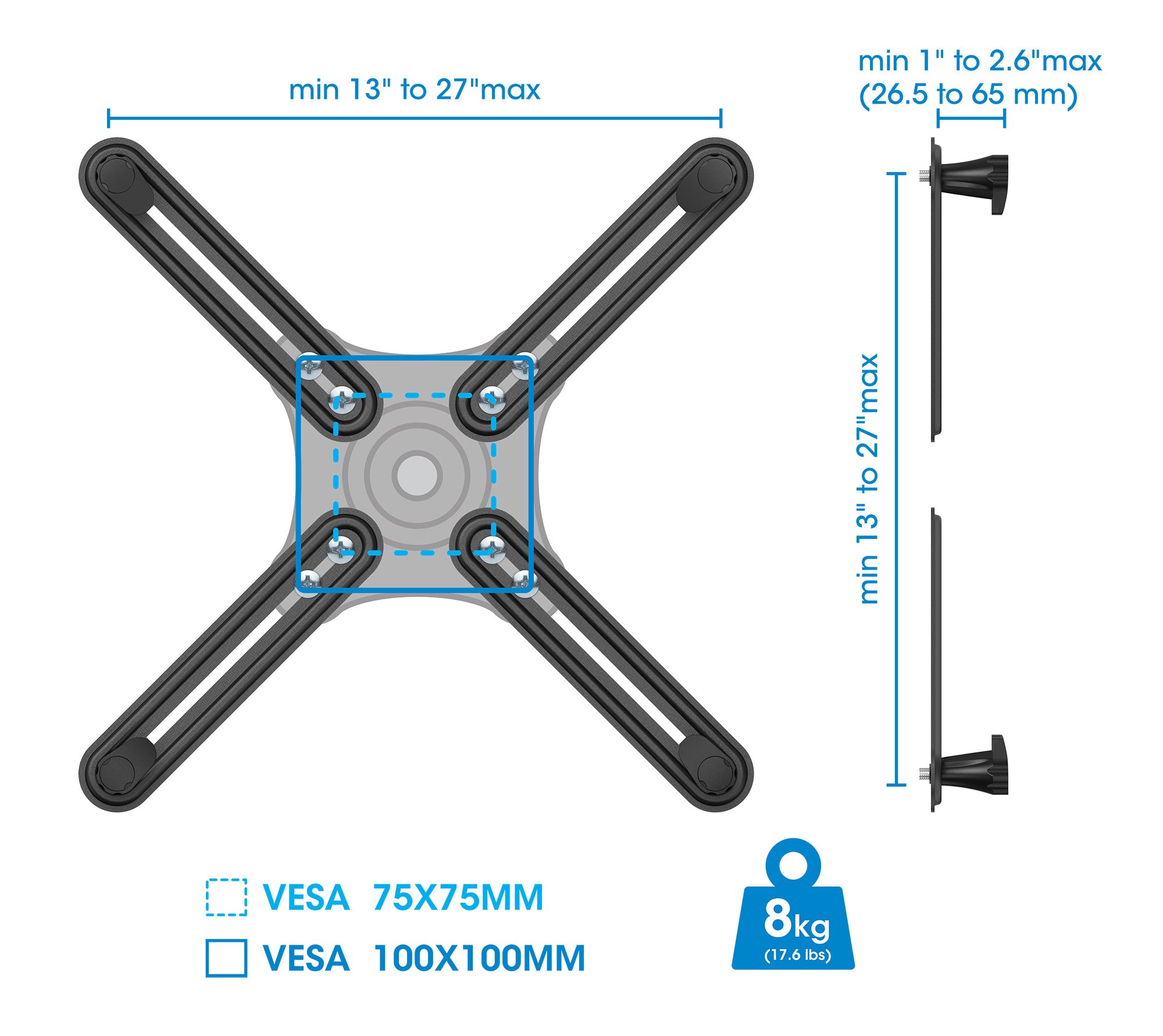 Kit Adattatore di Montaggio Non VESA per Monitor 13-27'' MANHATTAN - immagine 3
