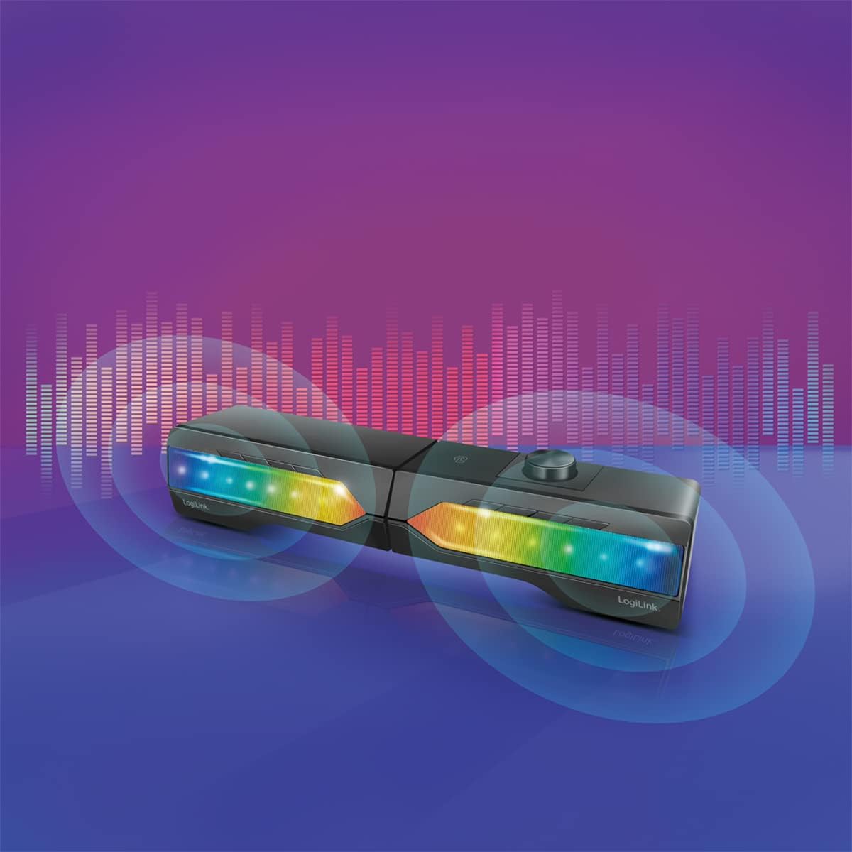 2 in 1 Gaming Sound System Soundbar e Speakers Bluetooth v5.0 Illuminazione RGB LOGILINK - immagine 4