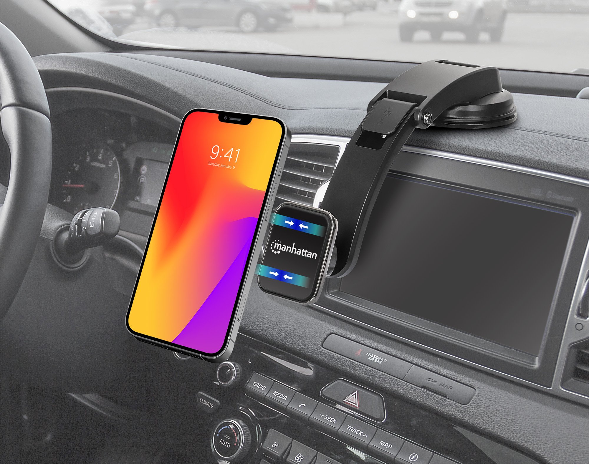 Stand Smartphone da Cruscotto dell'auto con Supporto Magnetico MANHATTAN