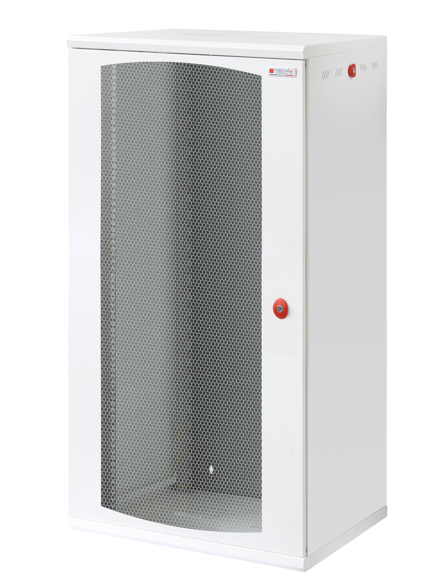 Armadio Rack 19'' a muro 22U sezione unica P 600mm Porta Grigliata Bianco TECHLY PROFESSIONAL