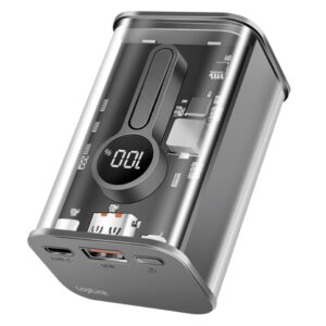 Power Bank 10000 mAh 1x USB-A 1x USB-C&trade; con Display PD & QC Trasparente LOGILINK