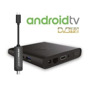 Decoder Smart AndroidTV BoxQ Google 4K Dolby con Dongle DVBT2 OEM