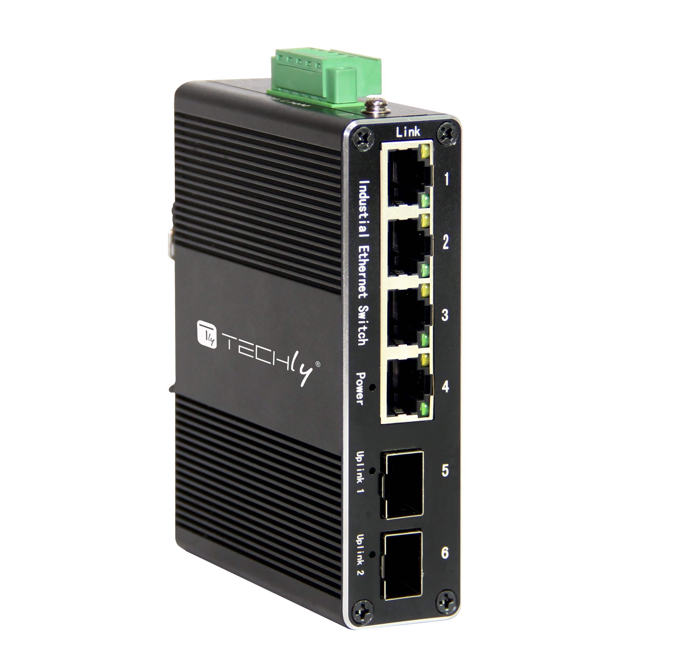 Convertitore Ethernet Industriale Gigabit 4 porte RJ45 a 2 porte SFP Non Gestito TECHLY PROFESSIONAL