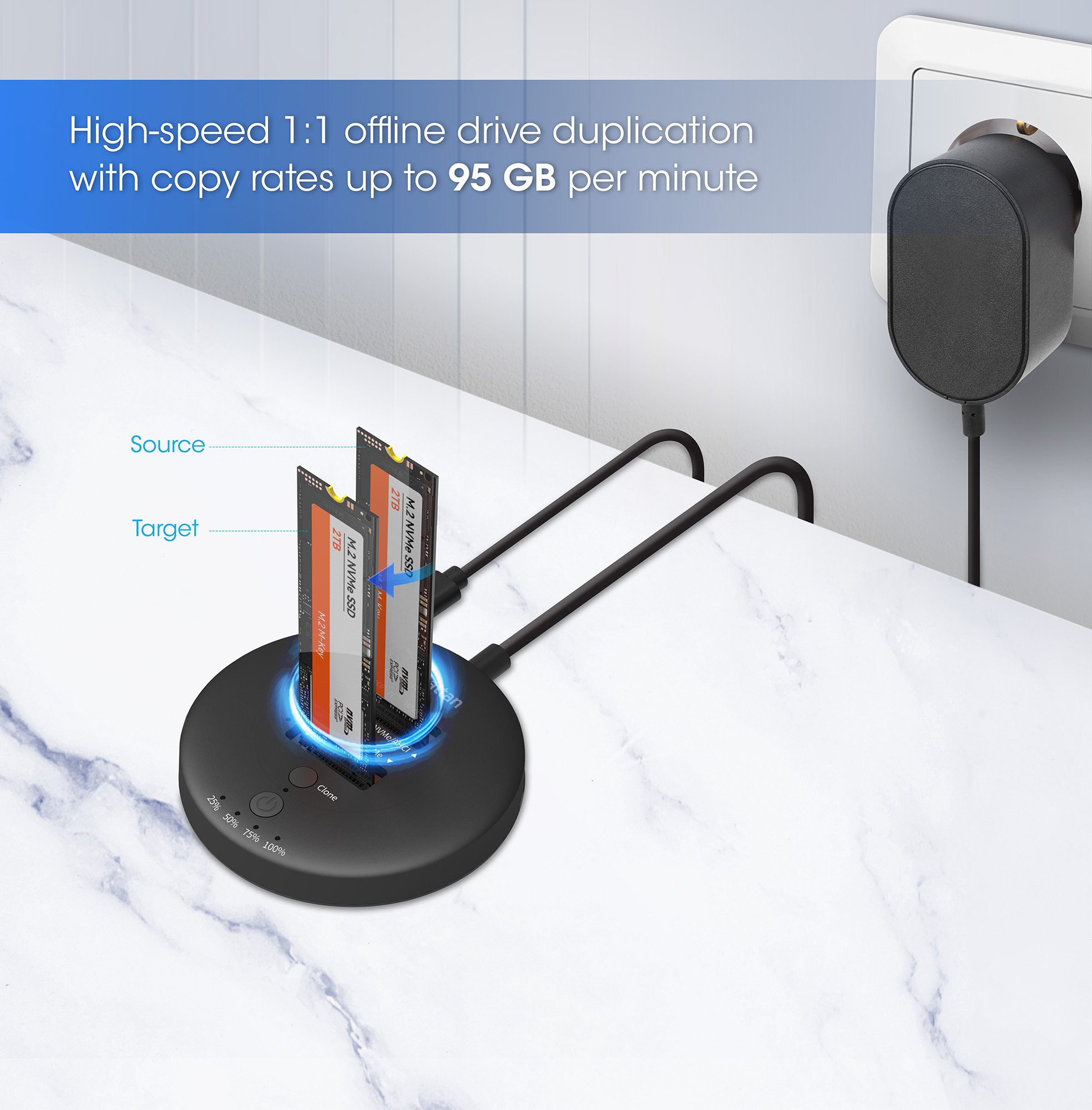 Docking Station Dual-Bay M.2 NVMe Clone SSD MANHATTAN - immagine 6