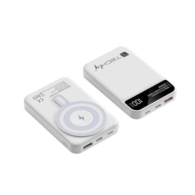 Power Bank Wireless Magnetico 3 in 1 con LED 10.000 mAh 22,5W Bianco TECHLY - immagine 3