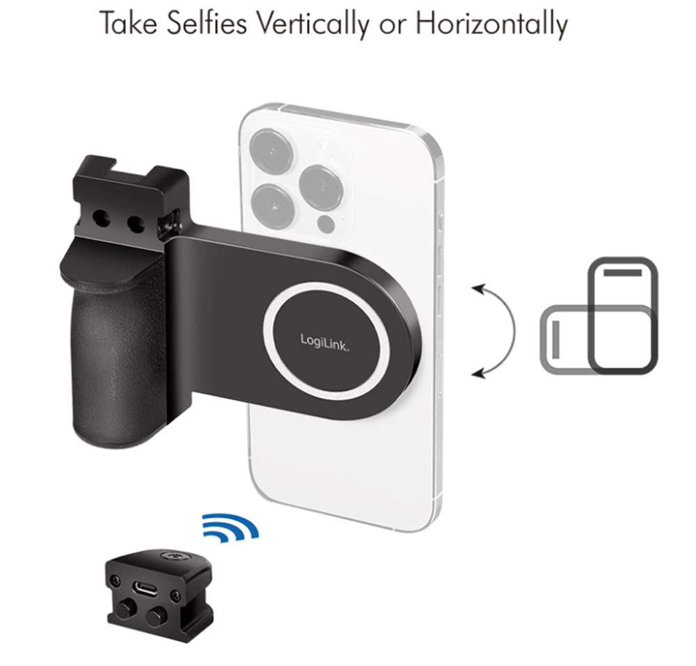Impugnatura Magnetica per Smartphone con Telecomando Wireless e Luce a 3 Livelli di Luminosità LOGILINK - immagine 3