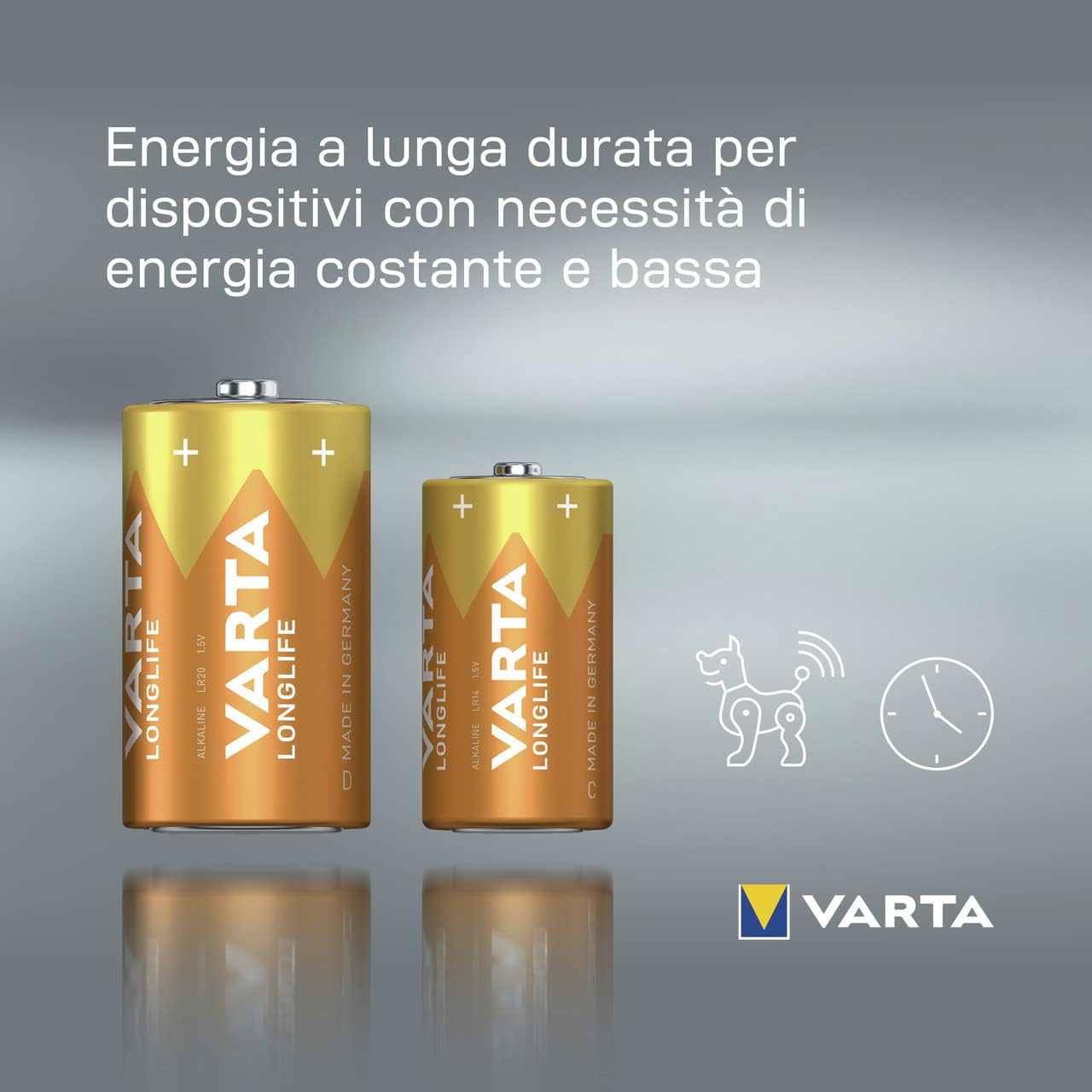 Blister 2 Batterie 1.5V Longlife Alcalina D Torcia VARTA - immagine 3