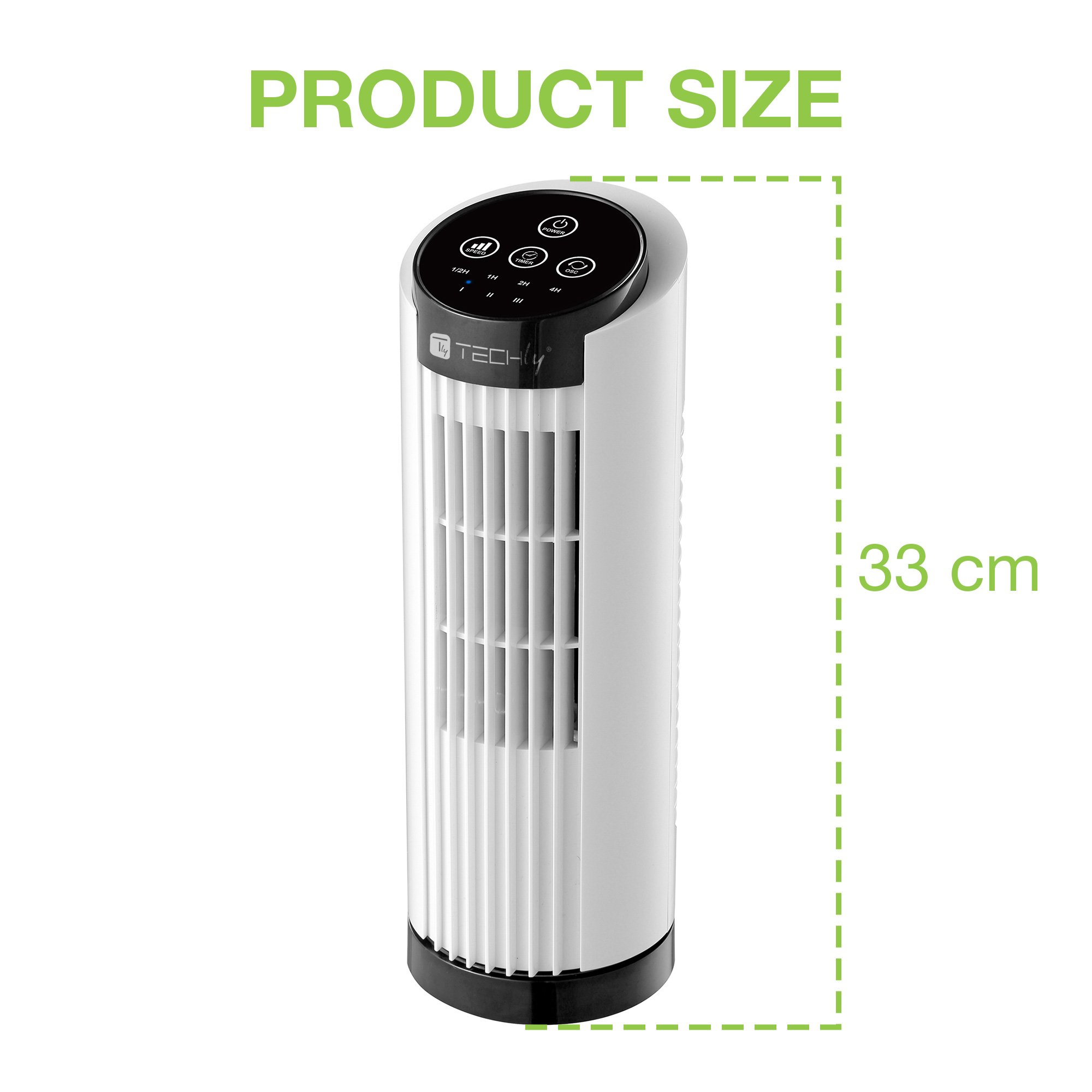 Mini Ventilatore a Torre 13'' 3 Velocità con Interruttore Touch Oscillazione 70° e Timer TECHLY - immagine 3