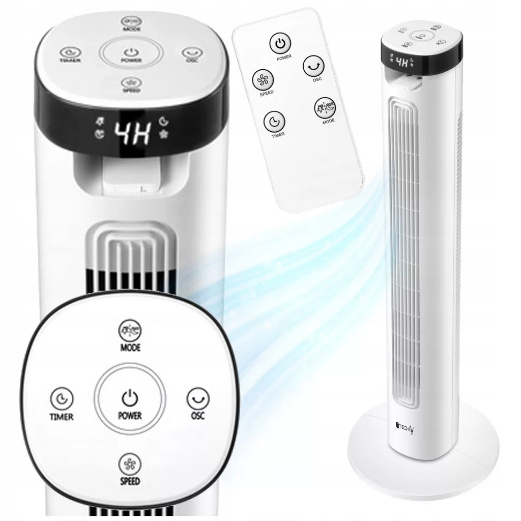 Ventilatore a Torre da Pavimento 36'' 3 Velocità con Telecomando Oscillazione 75° e Timer TECHLY - immagine 3