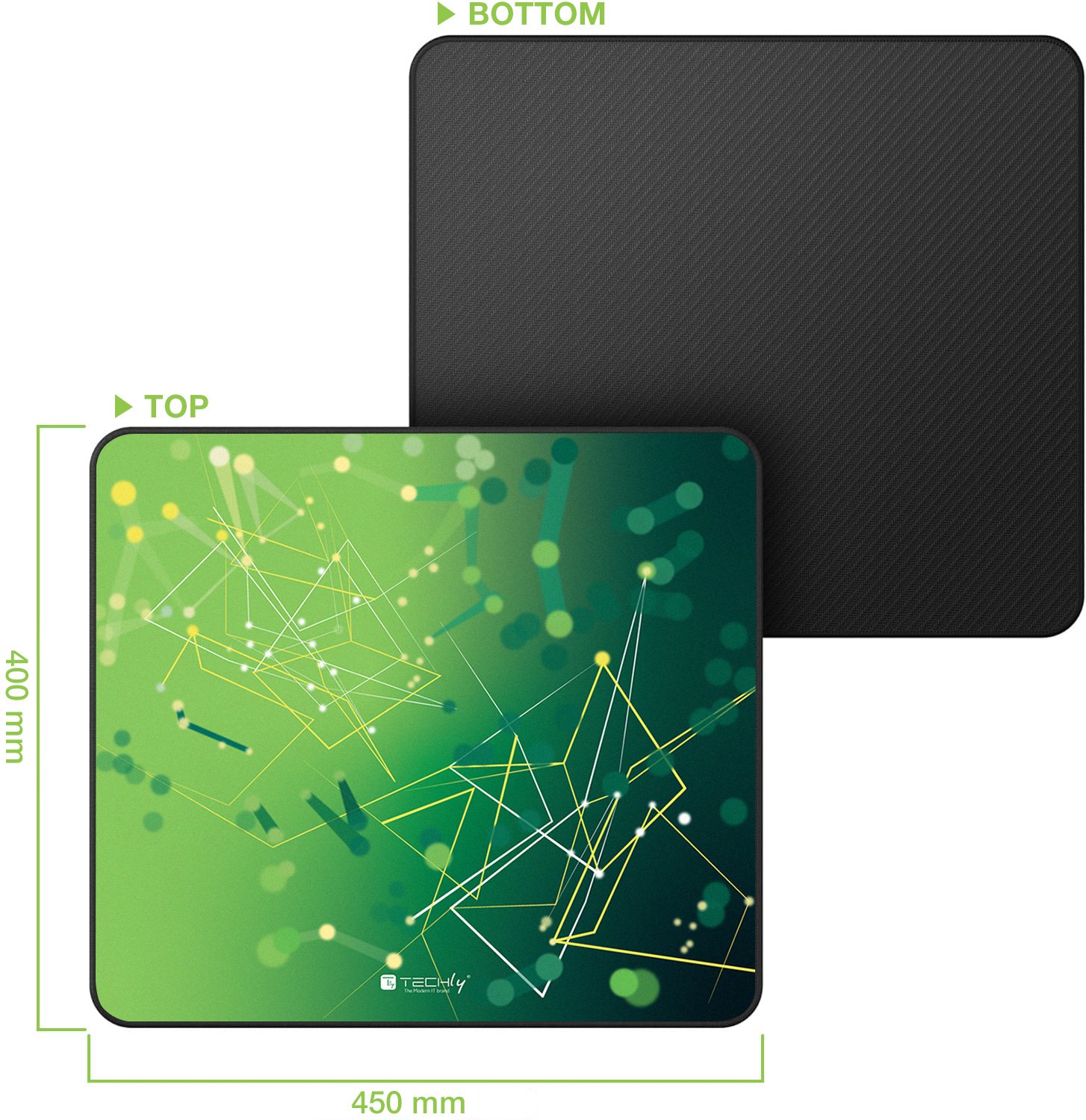Tappetino Gaming Antiscivolo XL 450 x 400 mm Verde TECHLY - immagine 3