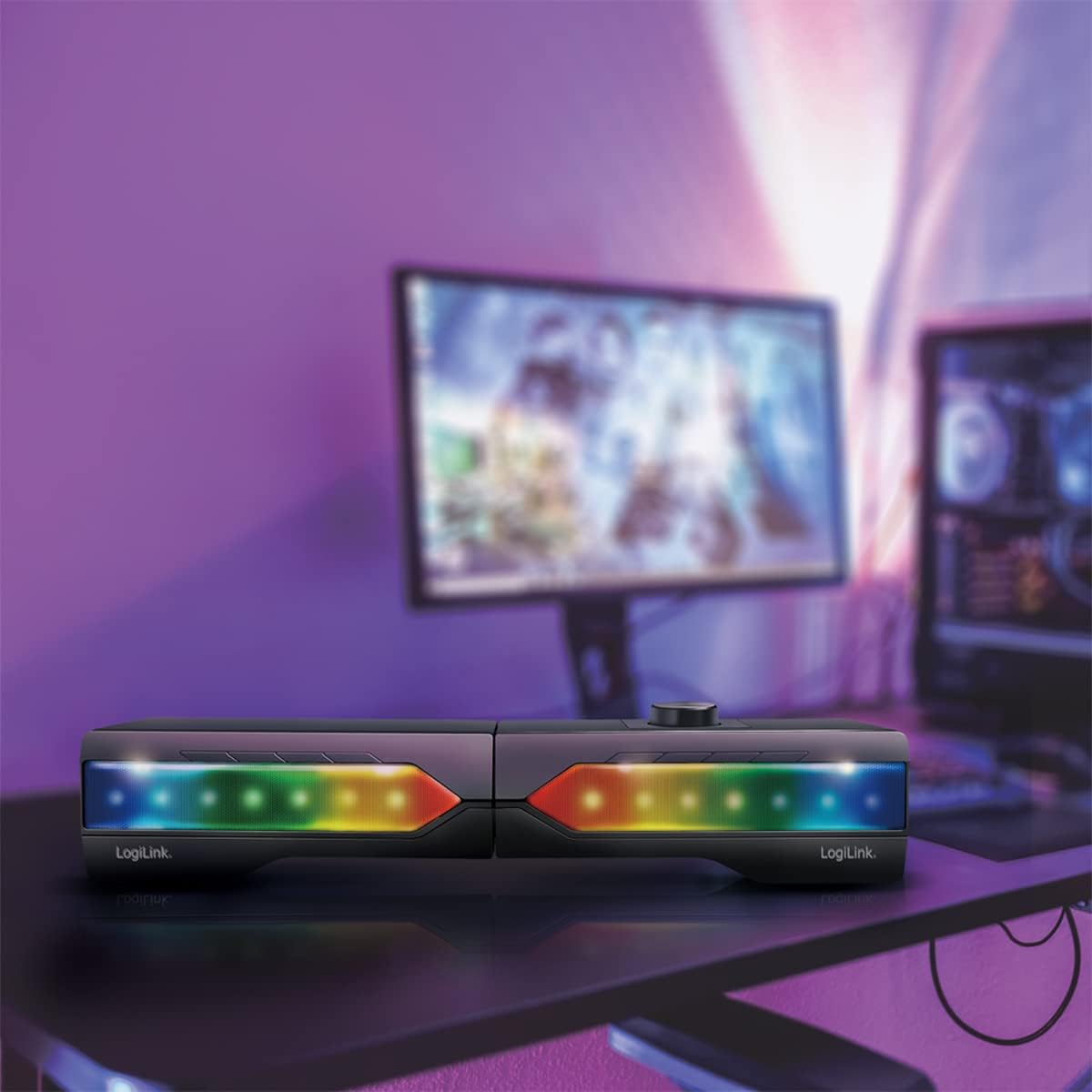 2 in 1 Gaming Sound System Soundbar e Speakers Bluetooth v5.0 Illuminazione RGB LOGILINK - immagine 5