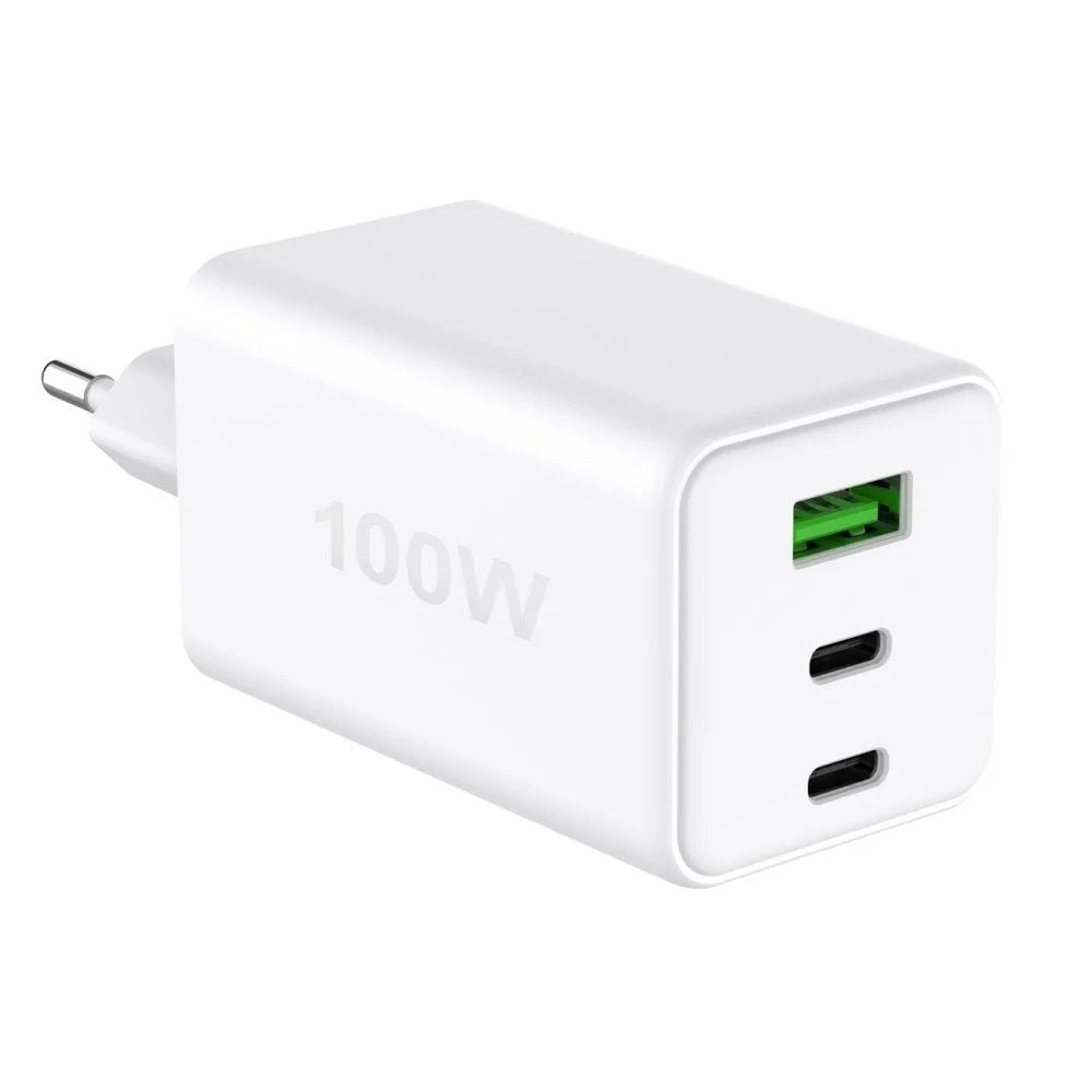 Caricatore Alimentatore GaN 100W 2x USB-C™ 1x USB-A Power Delivery Fast Charger Bianco FONTASTIC - immagine 3