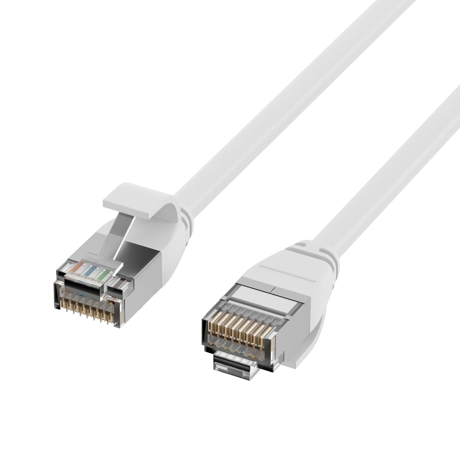 Cavo di Rete Patch in Rame Cat.6A U/FTP TPE 4mm Ultraflex Bianco 0,5m OEM - immagine 3