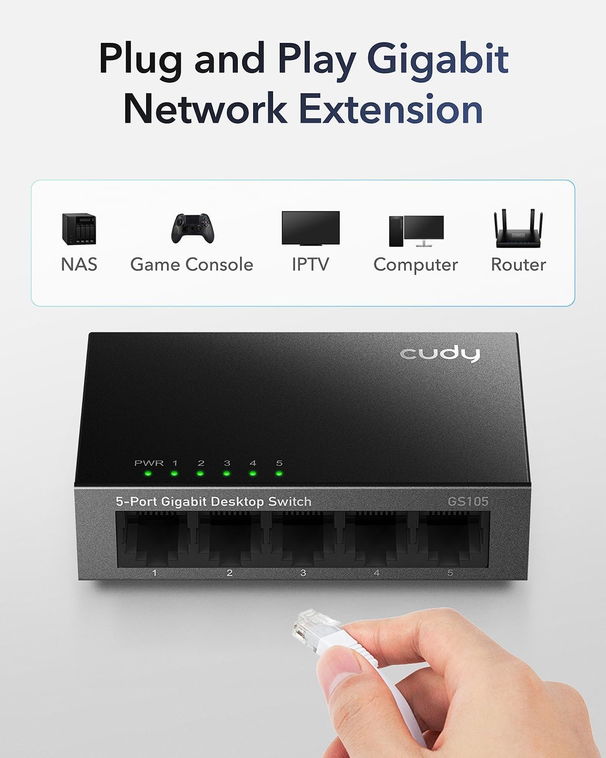 Switch Desktop Gigabit a 5 Porte, GS105 CUDY - immagine 3
