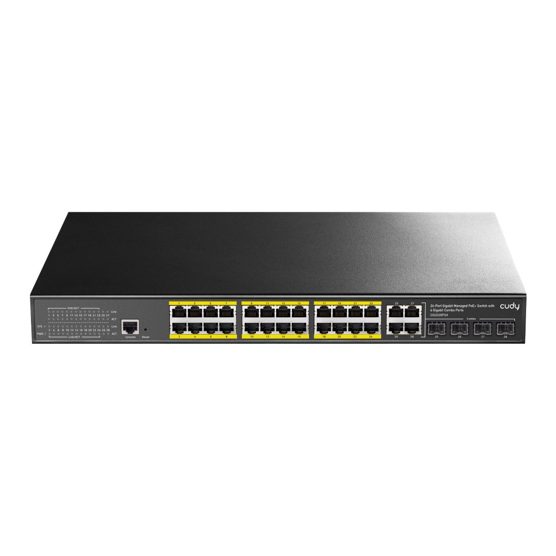 Switch Gigabit PoE+ a 24 porte con 4 porte Gigabit Combo, GS2028PS4 CUDY - immagine 3